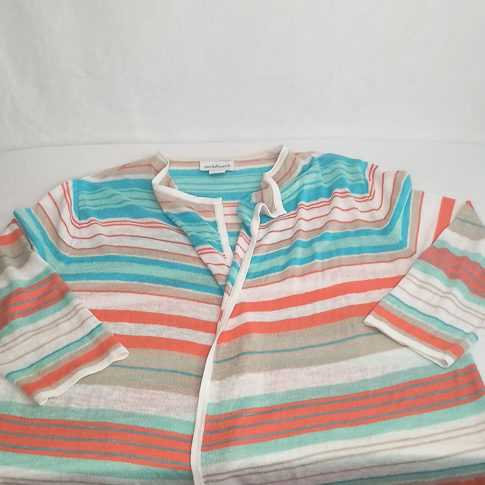 Women's Size XL Linen Cardigan Vacation Beach Coastal - Picture 5 of 12